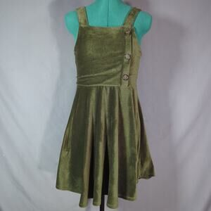 Knitworks Olive Green Corduroy Pinafore Jumper Dress L 14 Cottagecore